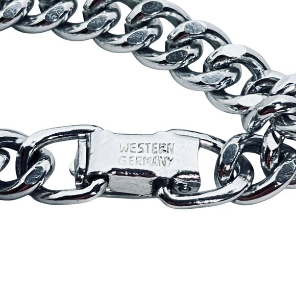 Western Germany Single Strand Chunky Silver Tone Curb Chain Necklace (5814) - Picture 8 of 9